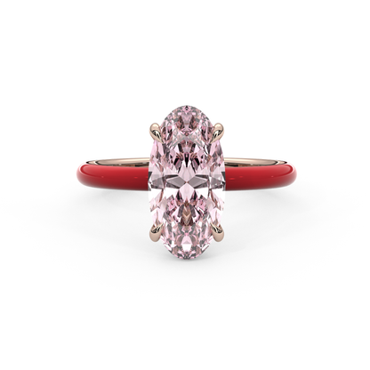 Pink Moval Lab Sapphire Enamel Ring