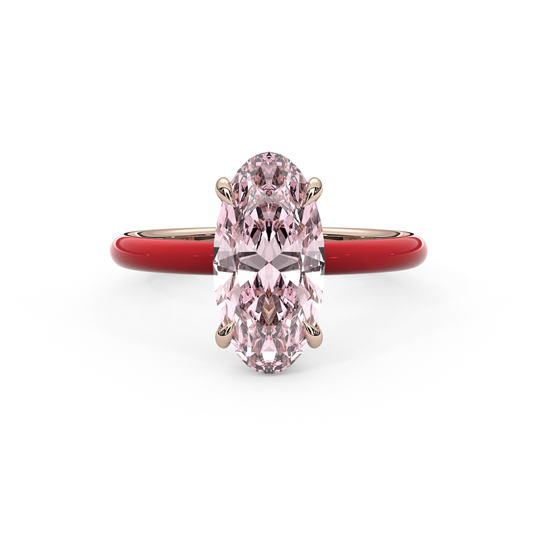 Pink Moval Lab Sapphire Enamel Ring