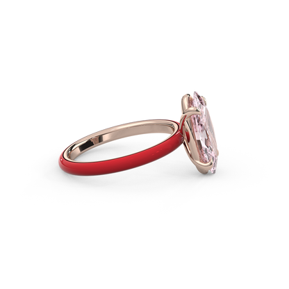 Pink Moval Lab Sapphire Enamel Ring