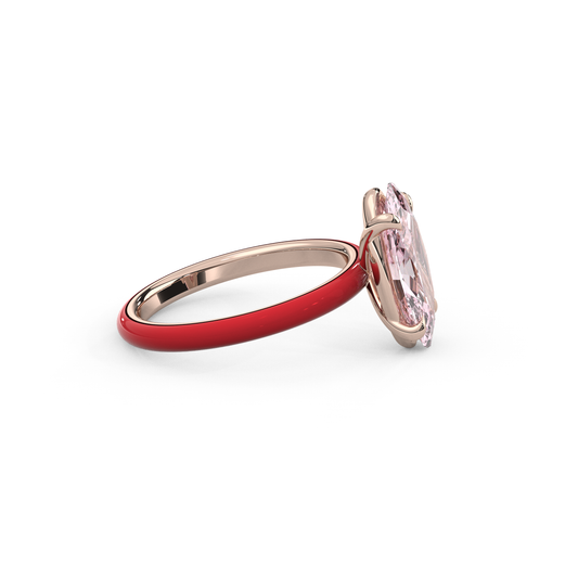 Pink Moval Lab Sapphire Enamel Ring