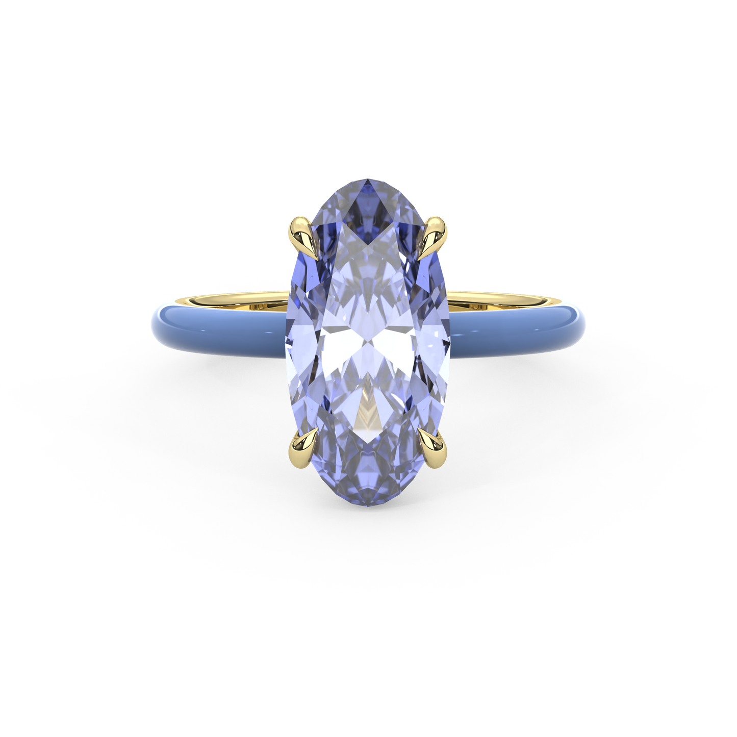Cornflower Blue Moval Lab Sapphire Ring