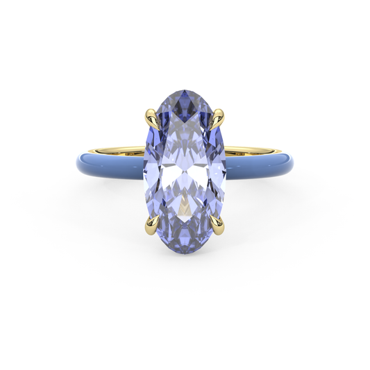 Cornflower Blue Moval Lab Sapphire Ring