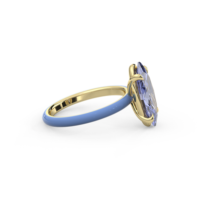 Cornflower Blue Moval Lab Sapphire Ring