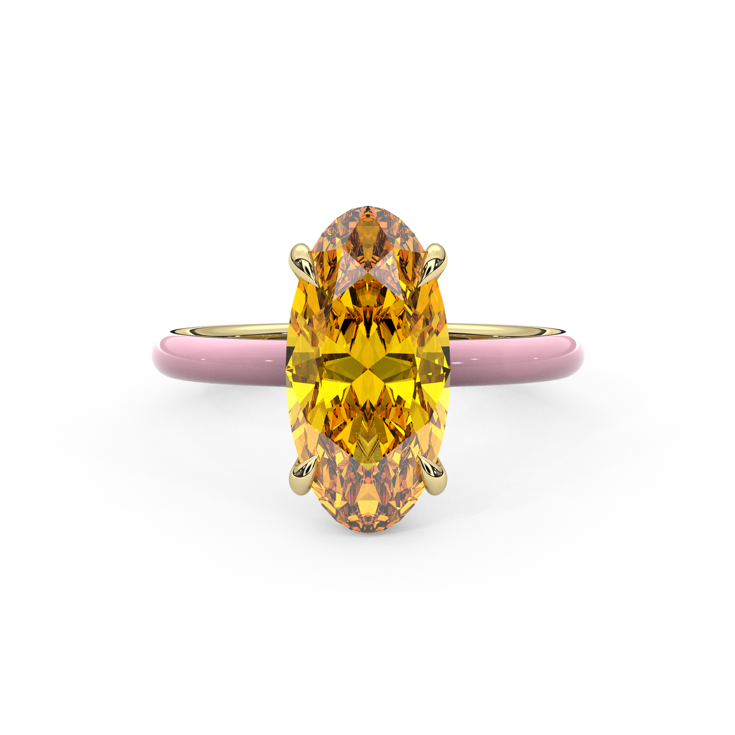 Orange Moval Lab Sapphire Ring