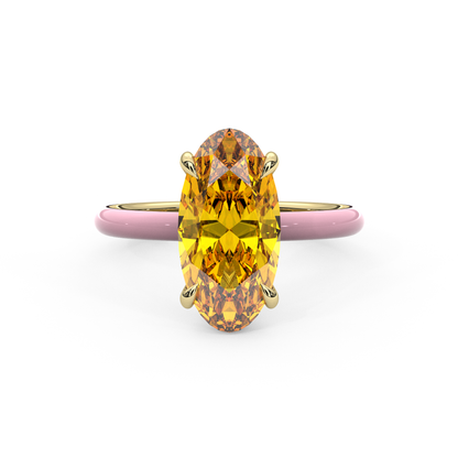 Orange Moval Lab Sapphire Ring