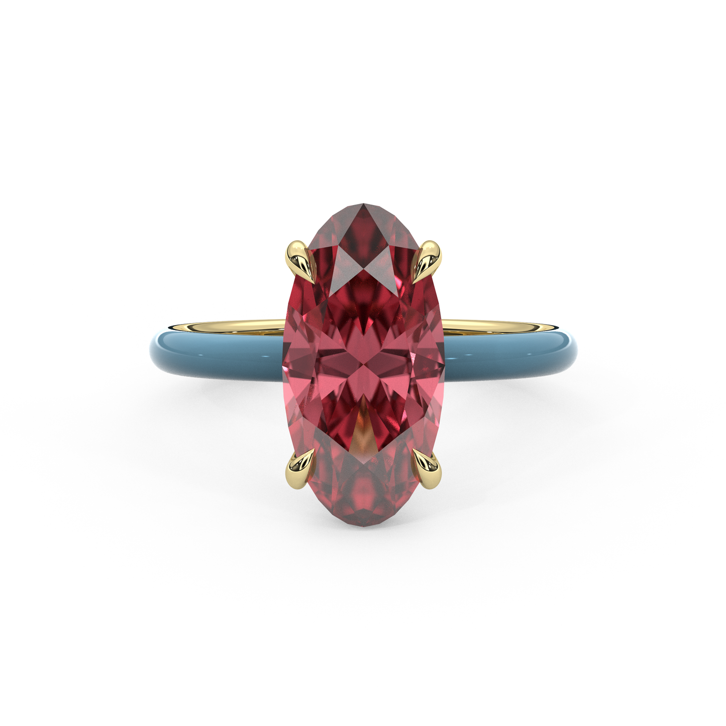 Padparadscha Pink Moval Lab Sapphire Ring