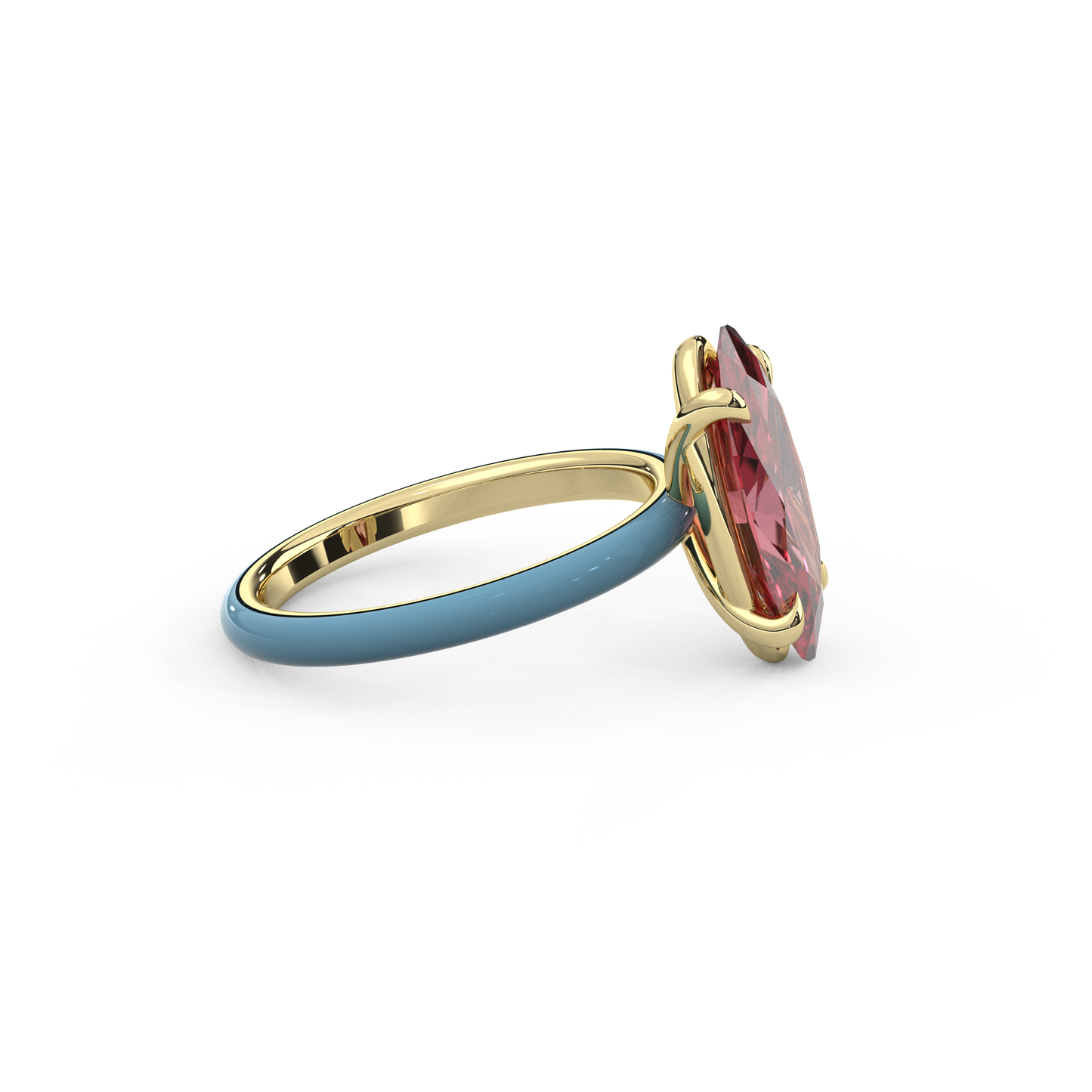 Padparadscha Pink Moval Lab Sapphire Ring