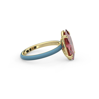 Padparadscha Pink Moval Lab Sapphire Ring