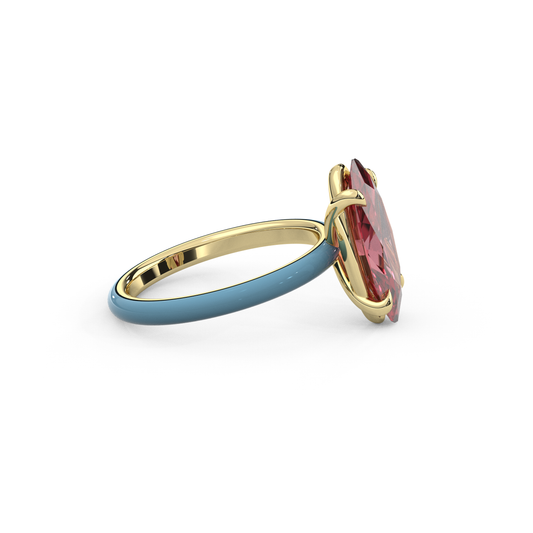 Padparadscha Pink Moval Lab Sapphire Ring