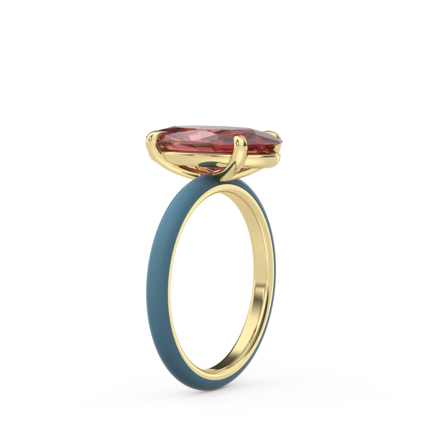 Padparadscha Pink Moval Lab Sapphire Ring