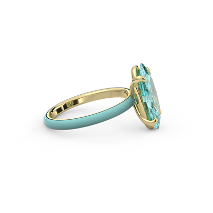 Paraiba Moval Lab Sapphire Ring