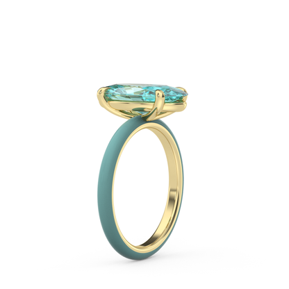 Paraiba Moval Lab Sapphire Ring
