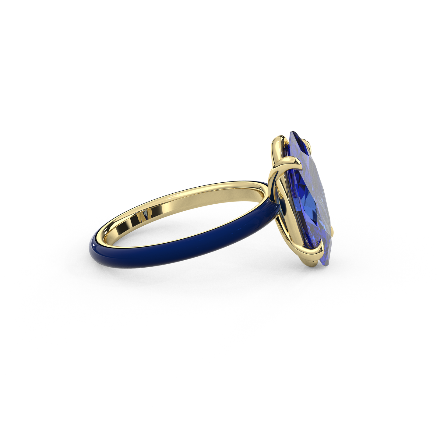 Sapphire Blue Moval Lab Sapphire Ring