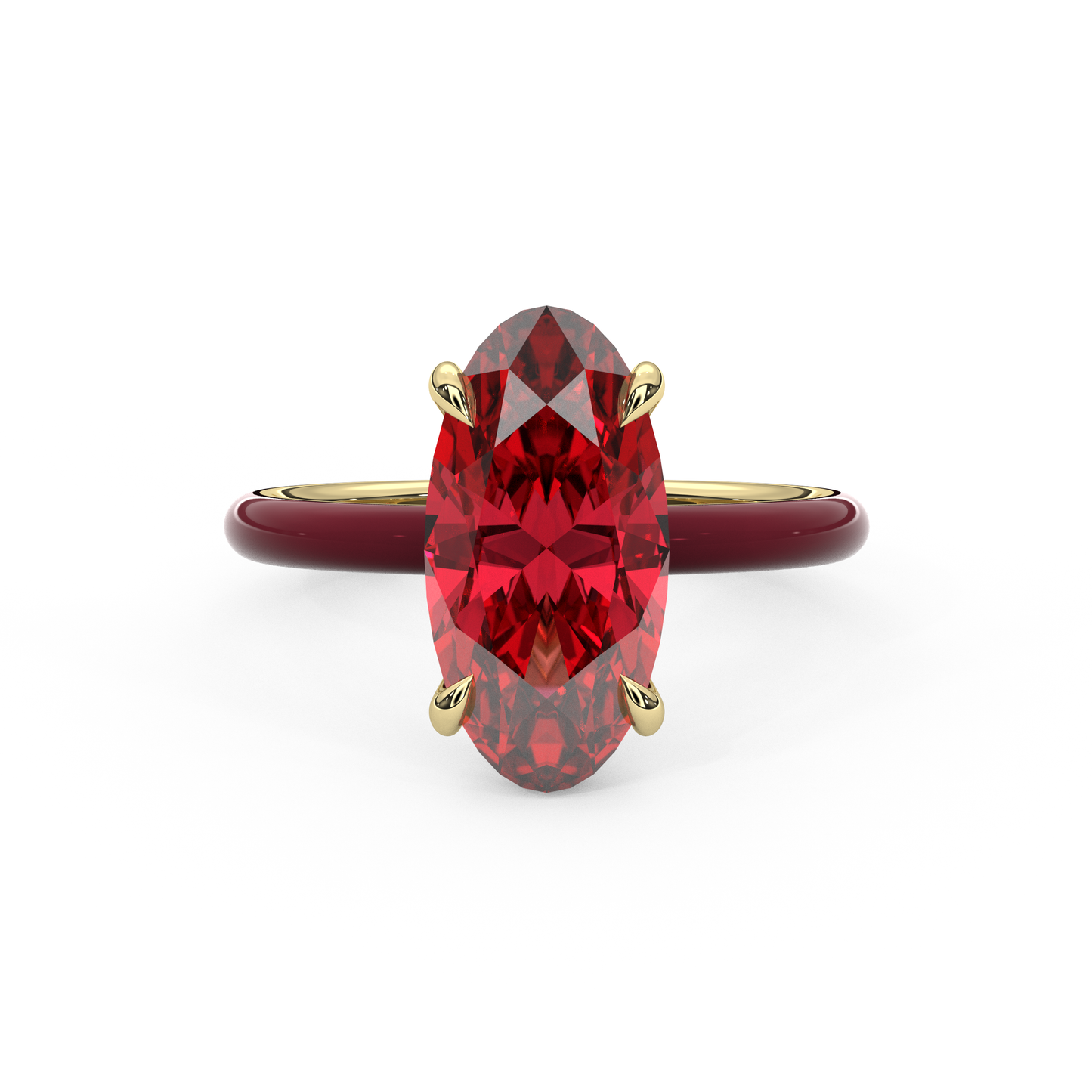 Ruby Red Moval Lab Sapphire Ring