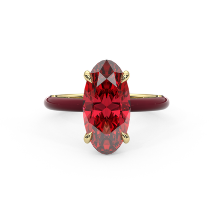 Ruby Red Moval Lab Sapphire Ring