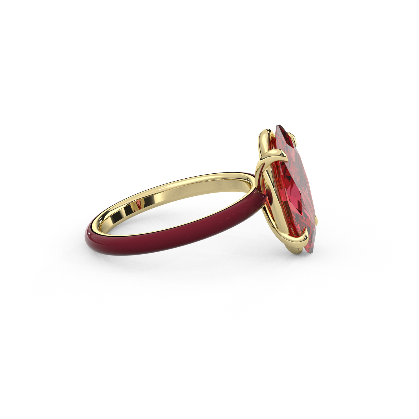 Ruby Red Moval Lab Sapphire Ring