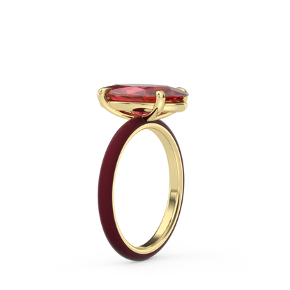 Ruby Red Moval Lab Sapphire Ring