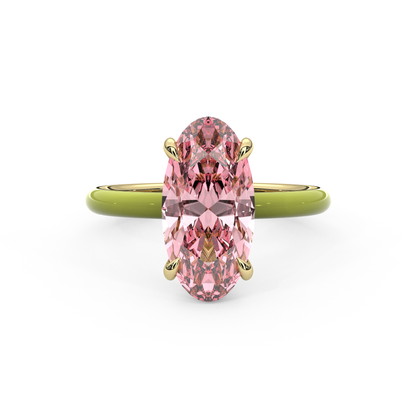 Light Pink Moval Lab Sapphire Ring