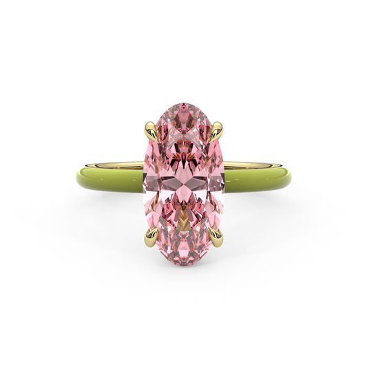 Light Pink Moval Lab Sapphire Ring