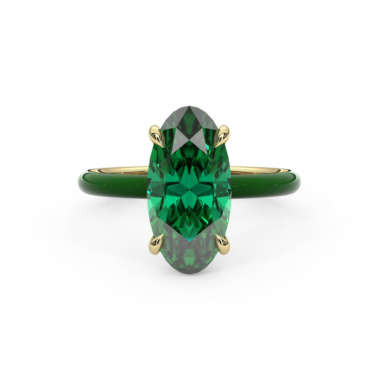 Emerald Green Moval Lab Sapphire Ring
