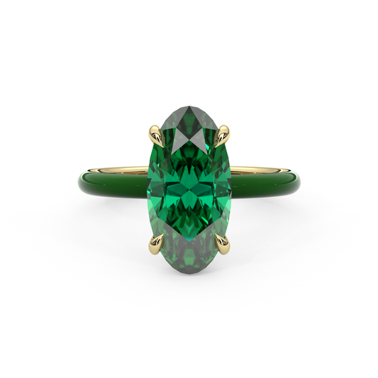 Emerald Green Moval Lab Sapphire Ring