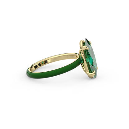 Emerald Green Moval Lab Sapphire Ring