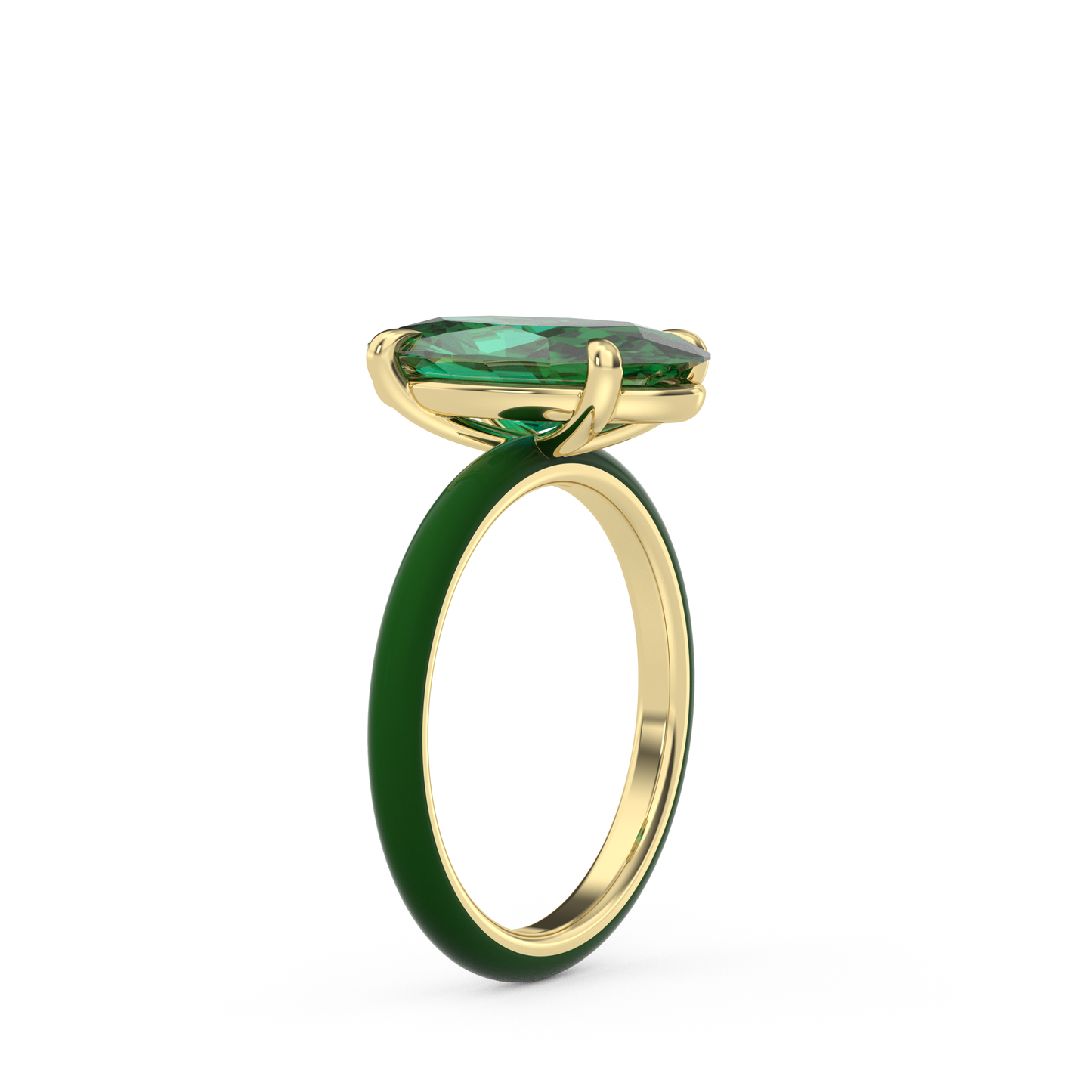 Emerald Green Moval Lab Sapphire Ring