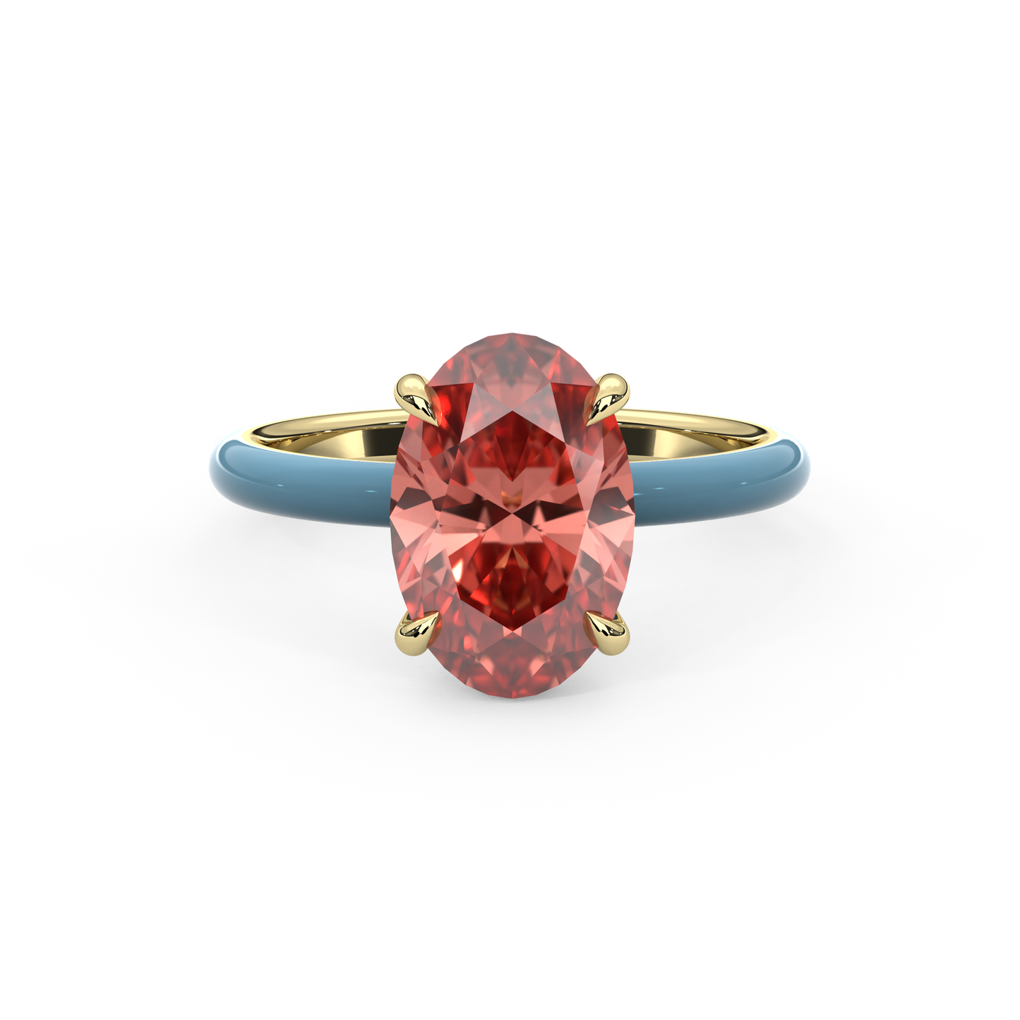 Sunset Pink Oval Lab Sapphire Ring