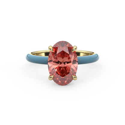 Sunset Pink Oval Lab Sapphire Ring
