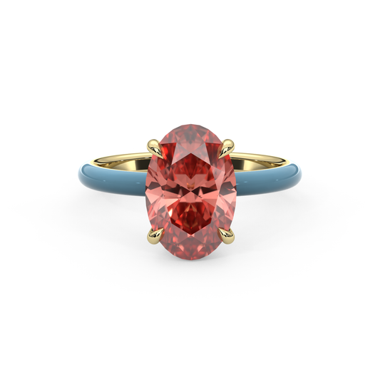 Sunset Pink Oval Lab Sapphire Ring