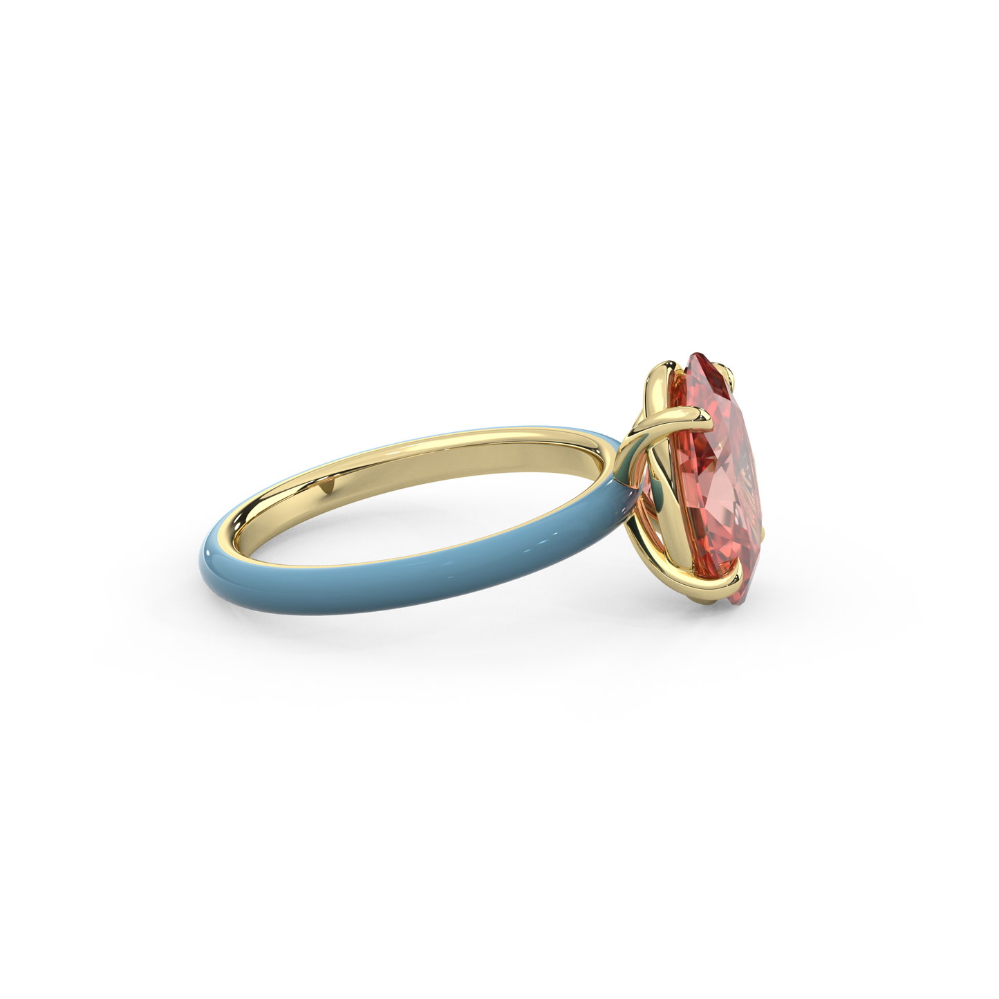 Sunset Pink Oval Lab Sapphire Ring