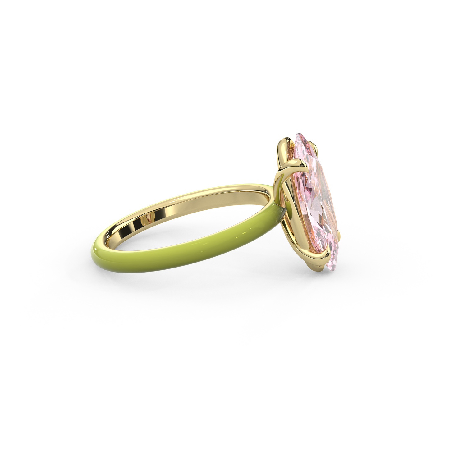 Light Pink Moval Lab Sapphire Ring