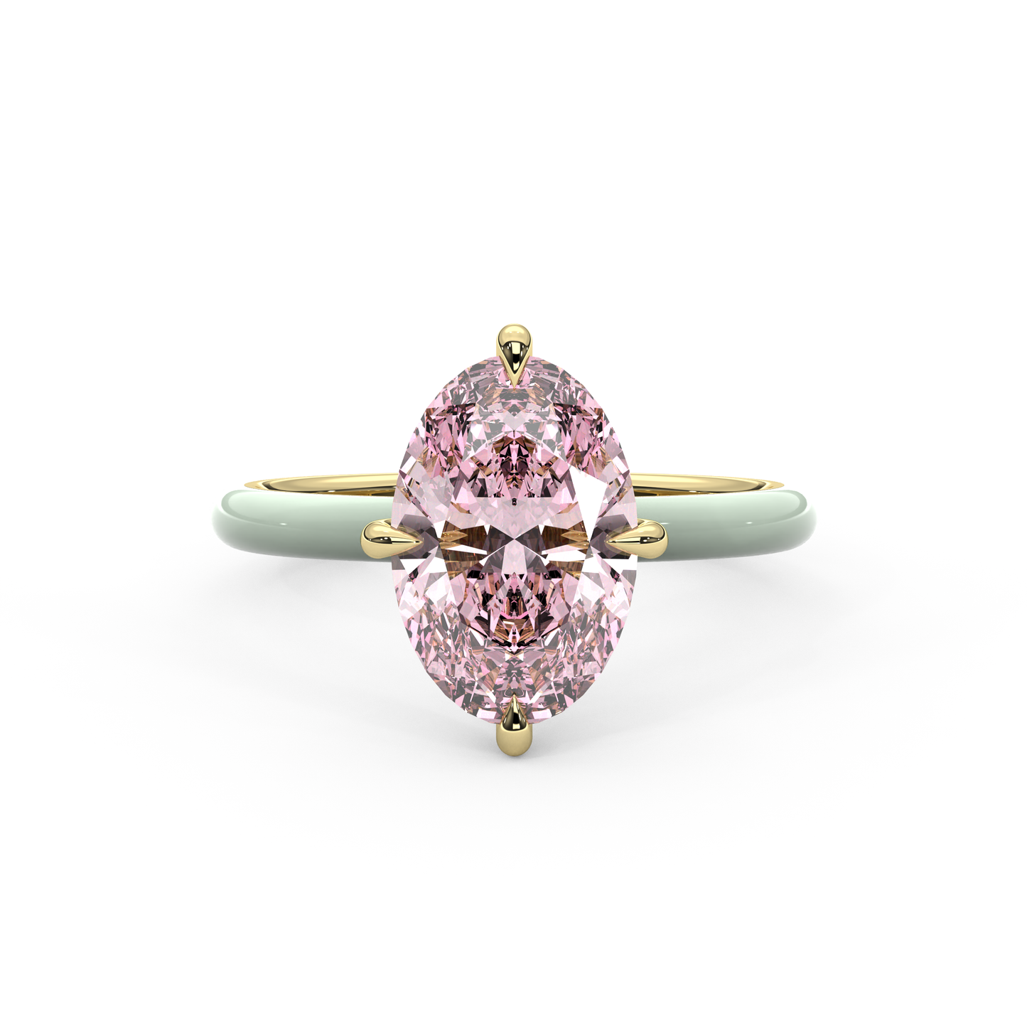 Light Pink Oval Lab Sapphire Ring