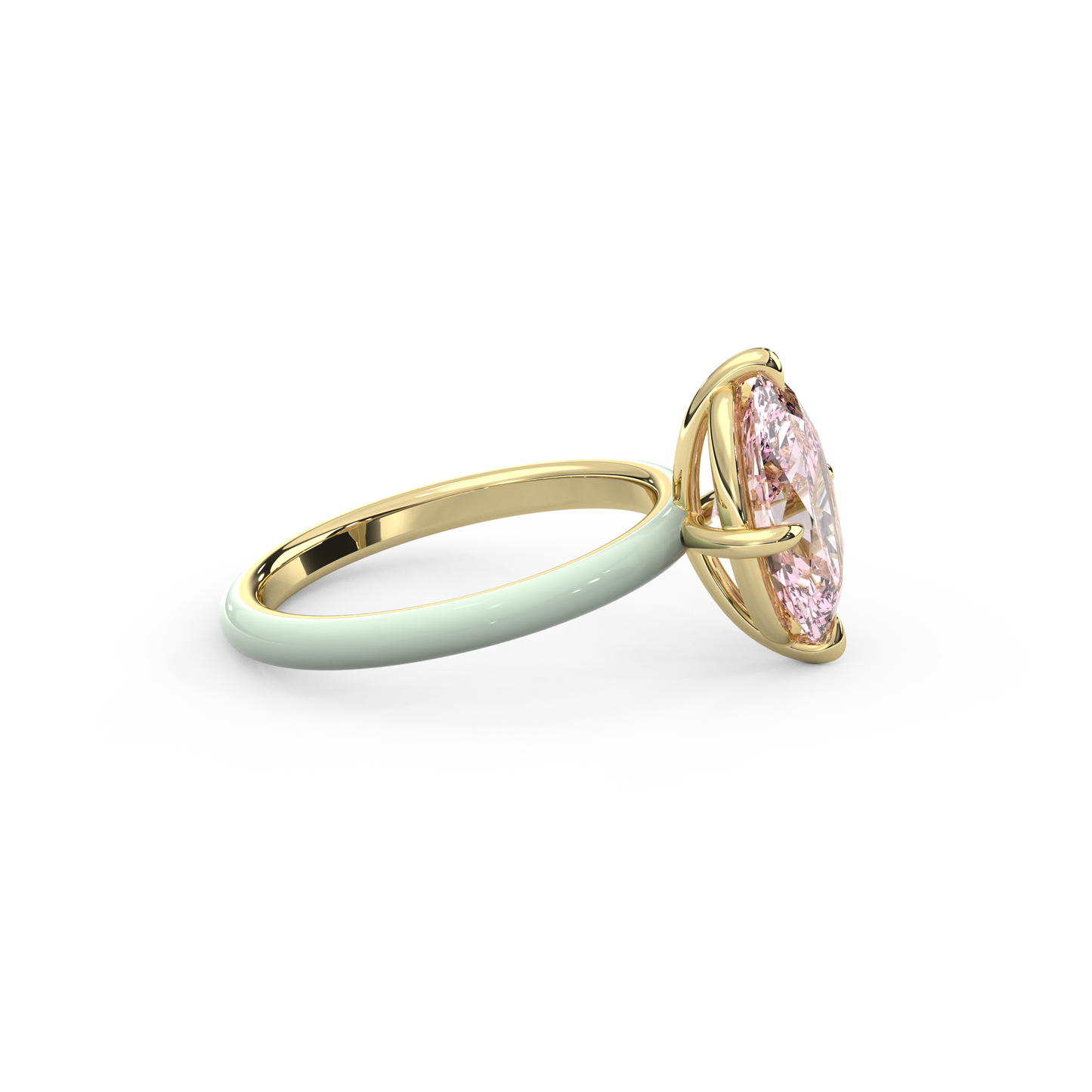 Light Pink Oval Lab Sapphire Ring