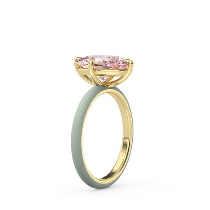 Light Pink Oval Lab Sapphire Ring