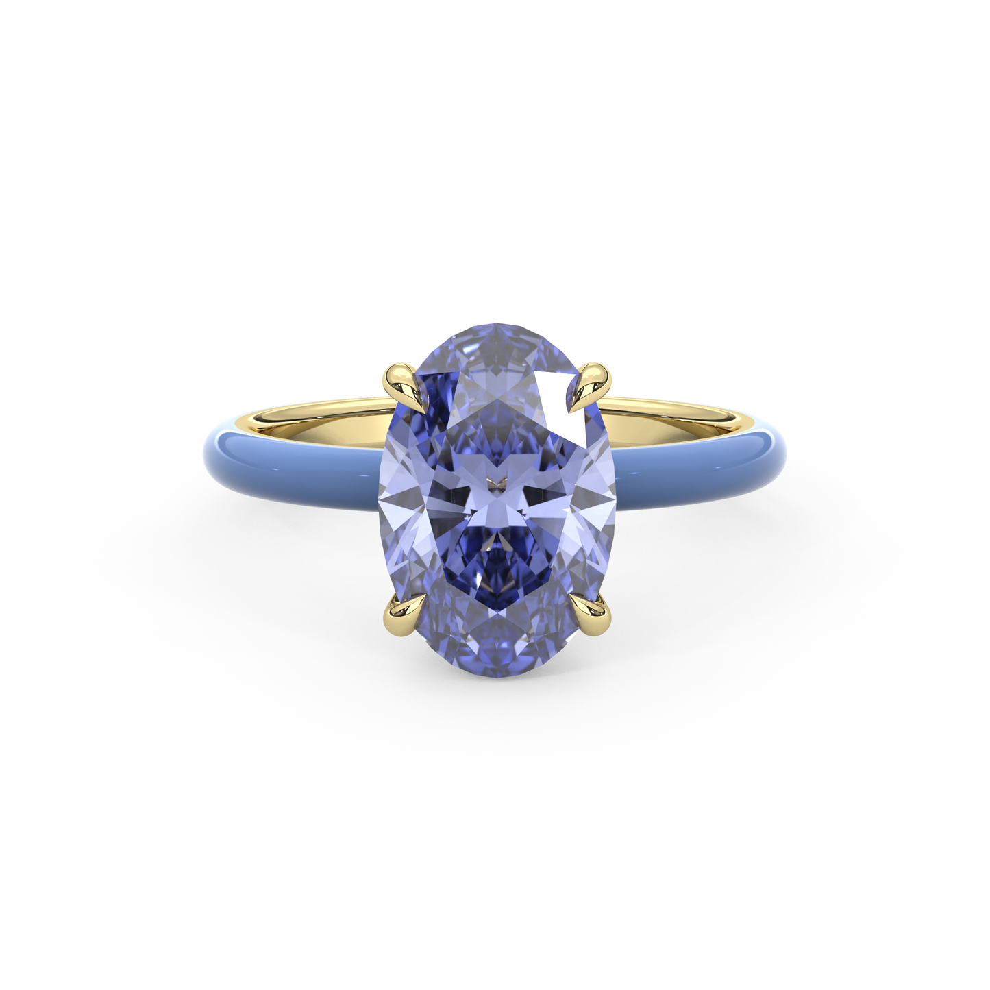 Cornflower Blue Oval Lab Sapphire Ring