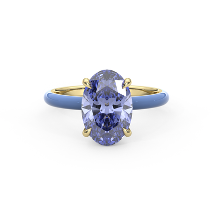 Cornflower Blue Oval Lab Sapphire Ring