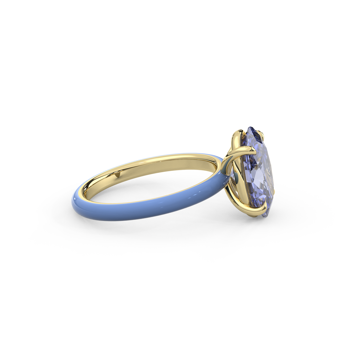 Cornflower Blue Oval Lab Sapphire Ring