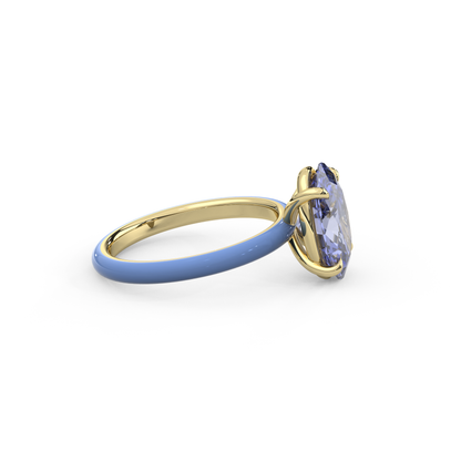 Cornflower Blue Oval Lab Sapphire Ring