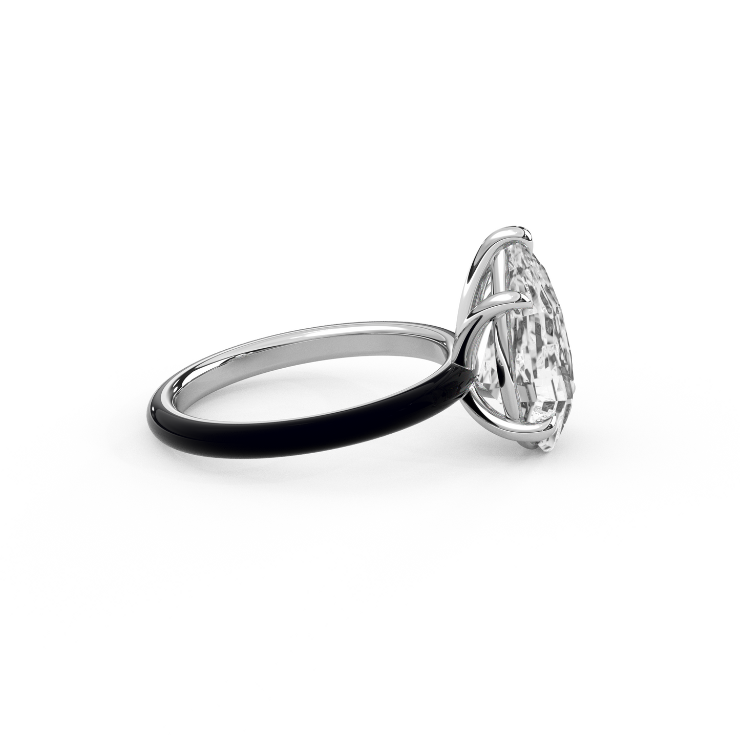 Step Cut Pear Moissanite Ring