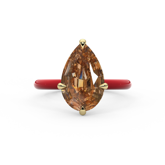 Champagne Step Cut Pear Moissanite Ring