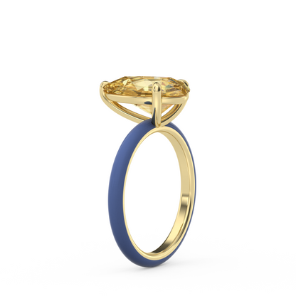 Step Cut Pear Moissanite Ring