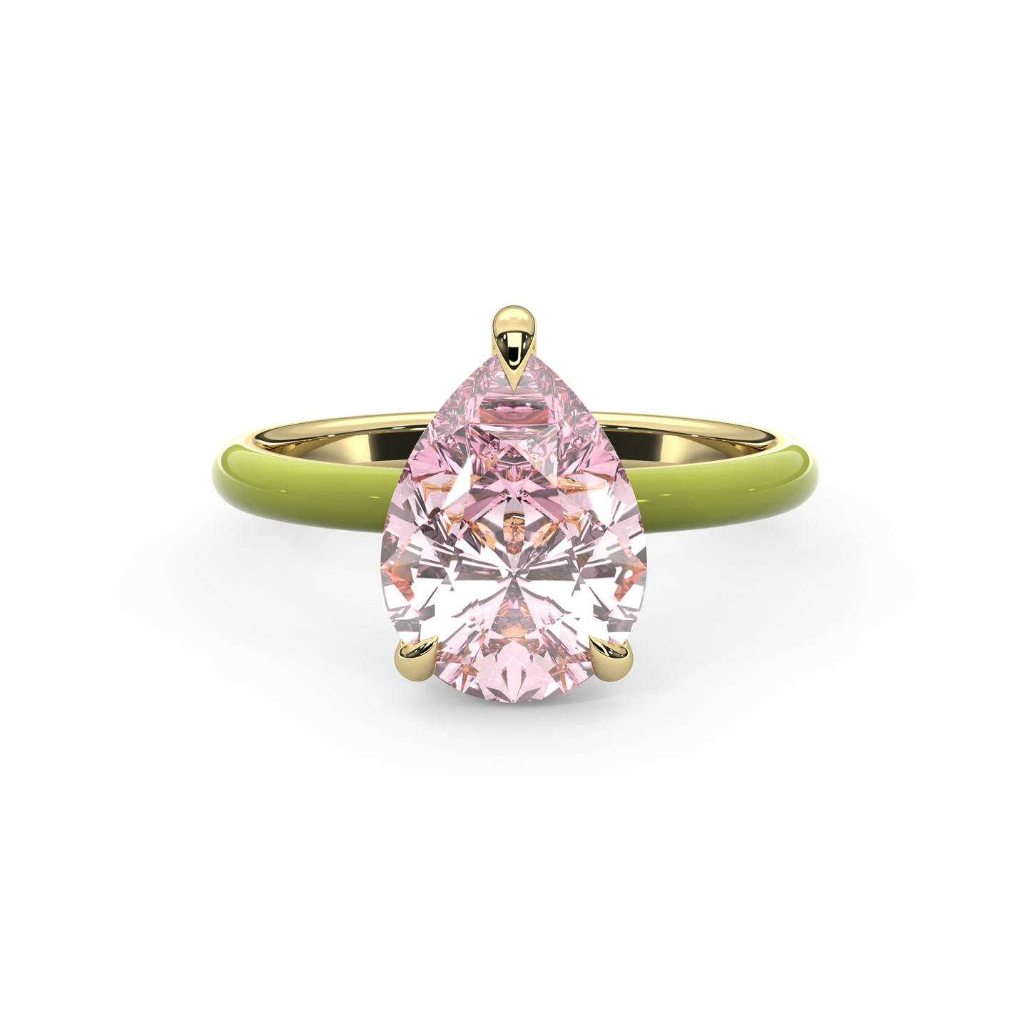 Light Pink Pear Lab Sapphire Ring