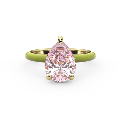 Light Pink Pear Lab Sapphire Ring