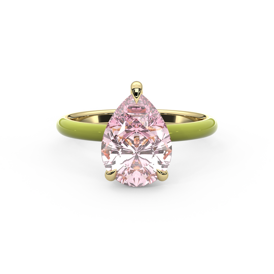 Light Pink Pear Lab Sapphire Ring