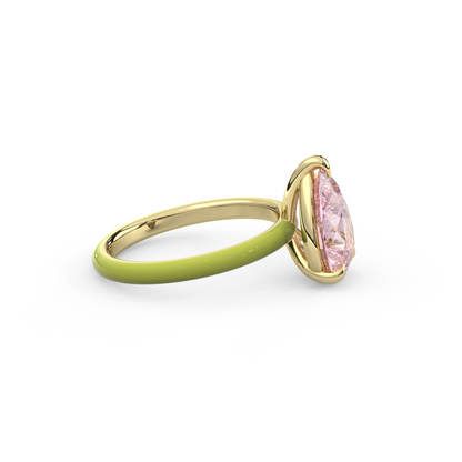 Light Pink Pear Lab Sapphire Ring