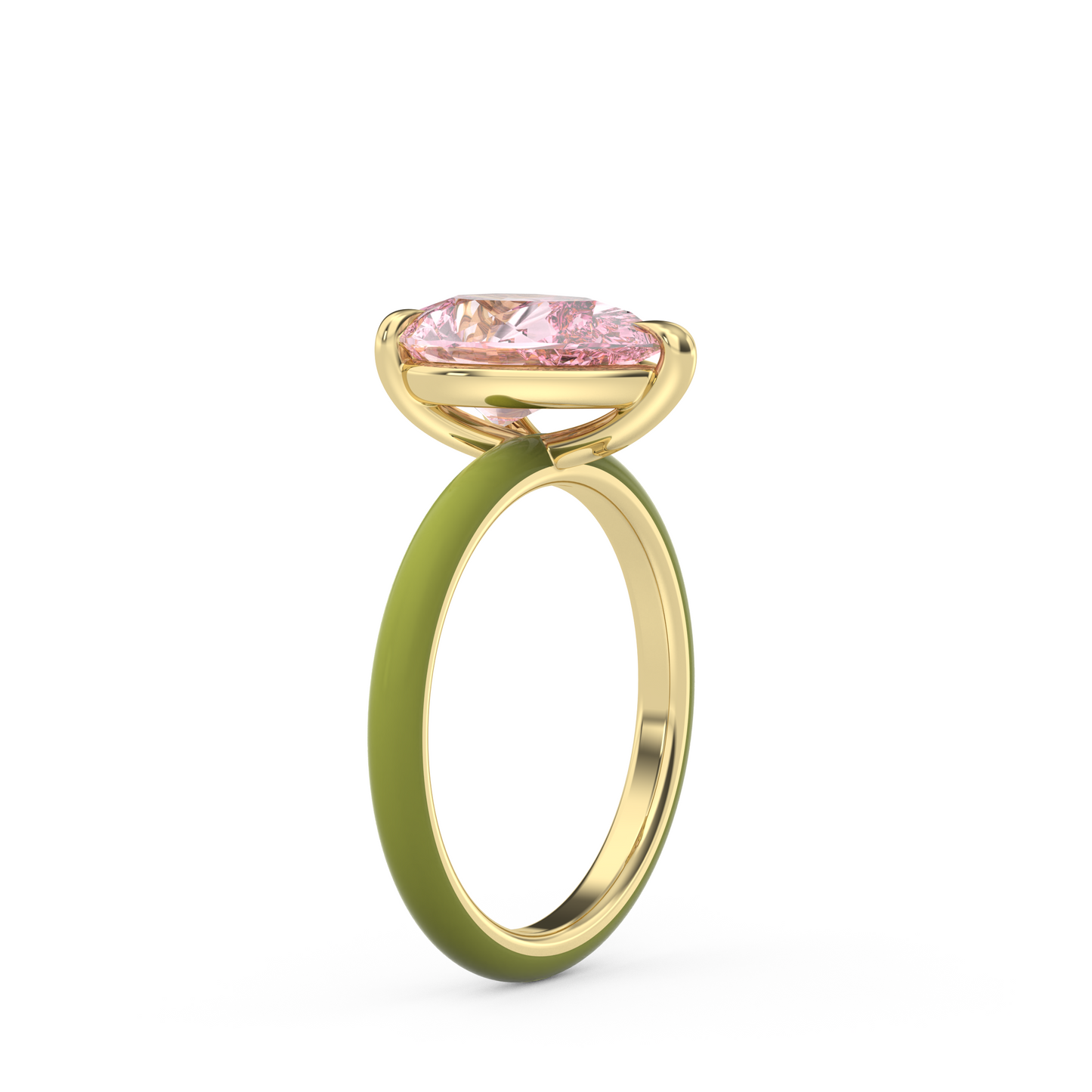 Light Pink Pear Lab Sapphire Ring