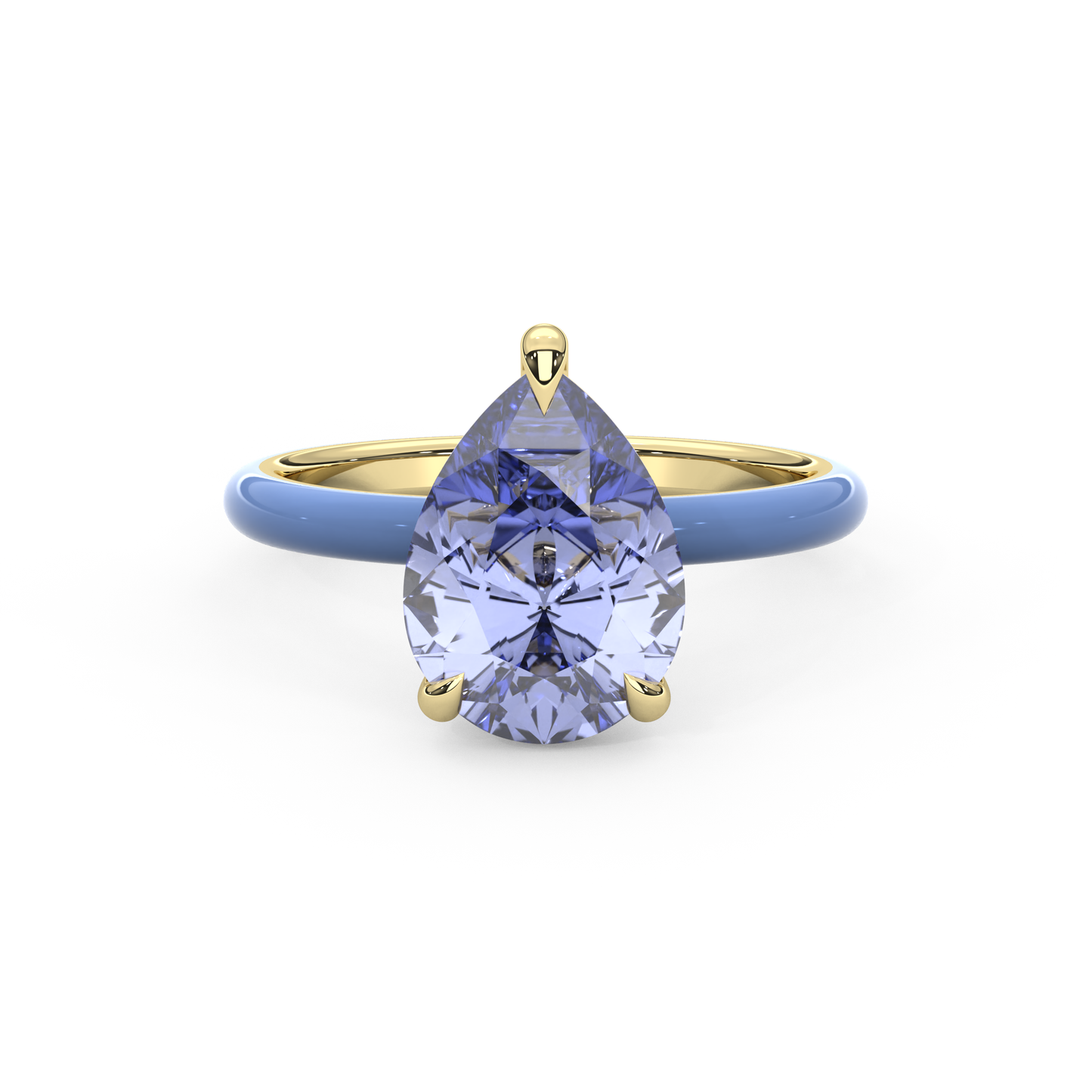 Cornflower Blue Pear Lab Sapphire Ring