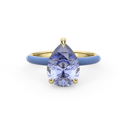 Cornflower Blue Pear Lab Sapphire Ring