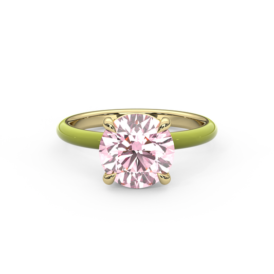Light Pink Round Lab Sapphire Ring